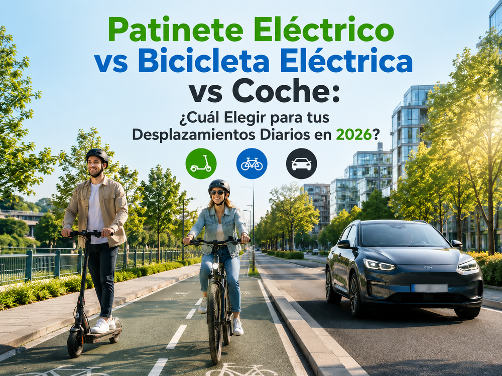 Patinete Electrico vs Bicicleta Electrica vs Coche: ¿Cual Elegir para tus Desplazamientos Diarios en 2026?