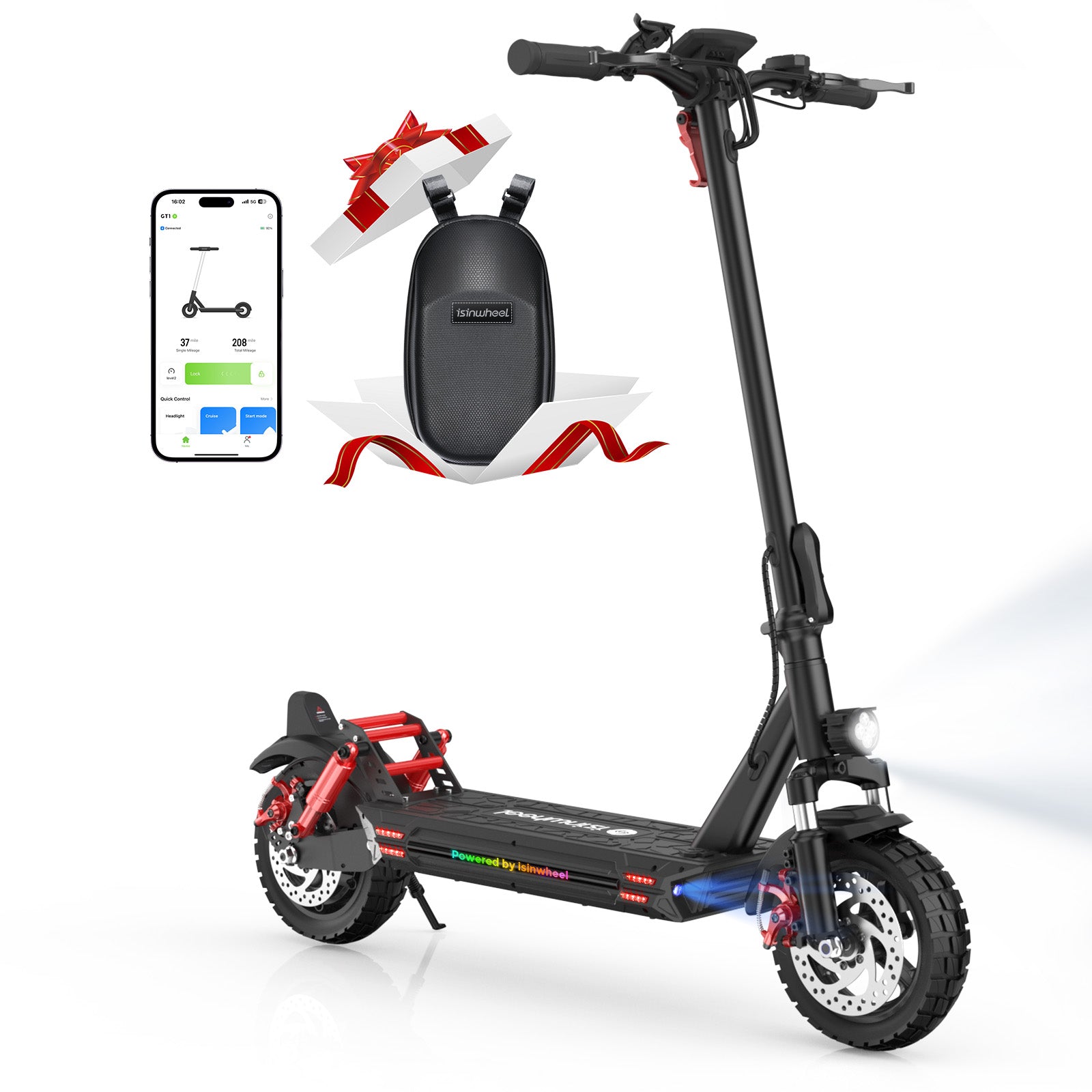 isinwheel® GT1 Patinete Eléctrico Todoterreno 800W