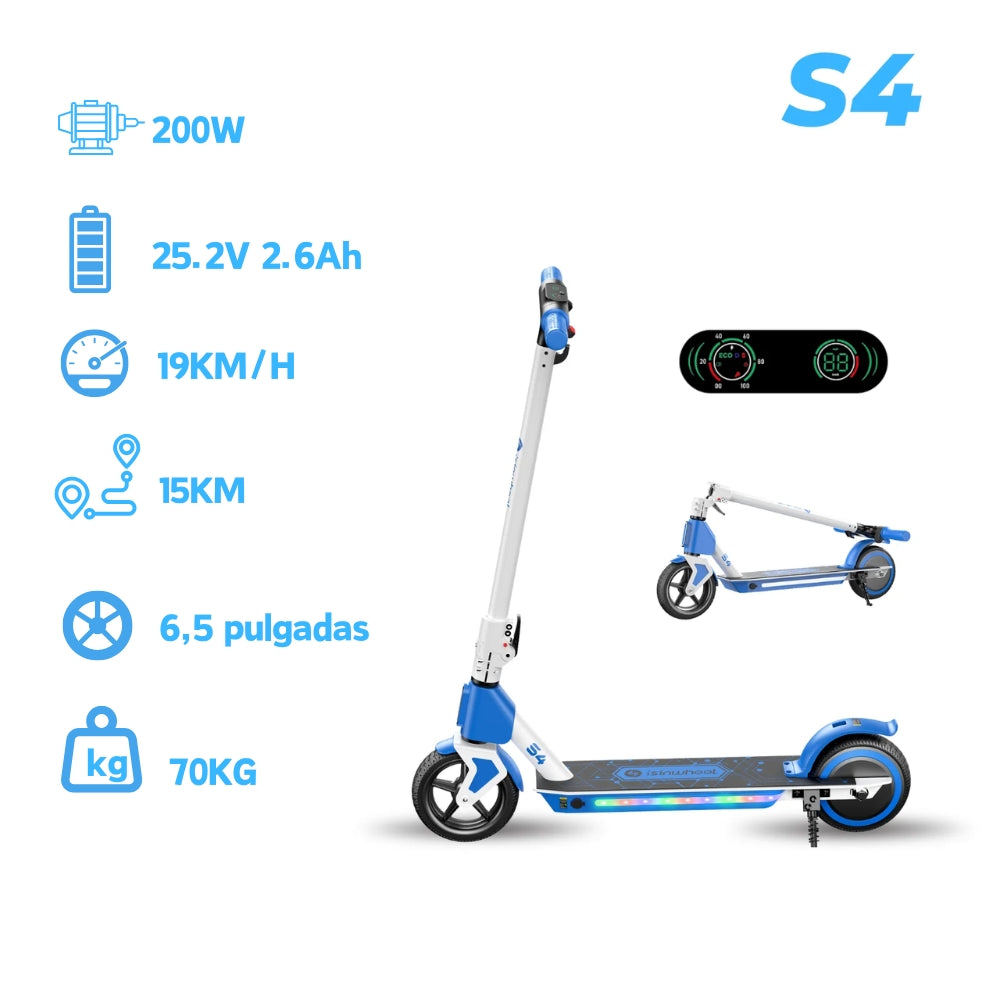 isinwheel S7 Patinete Eléctrico para Niños Ajustable 250W