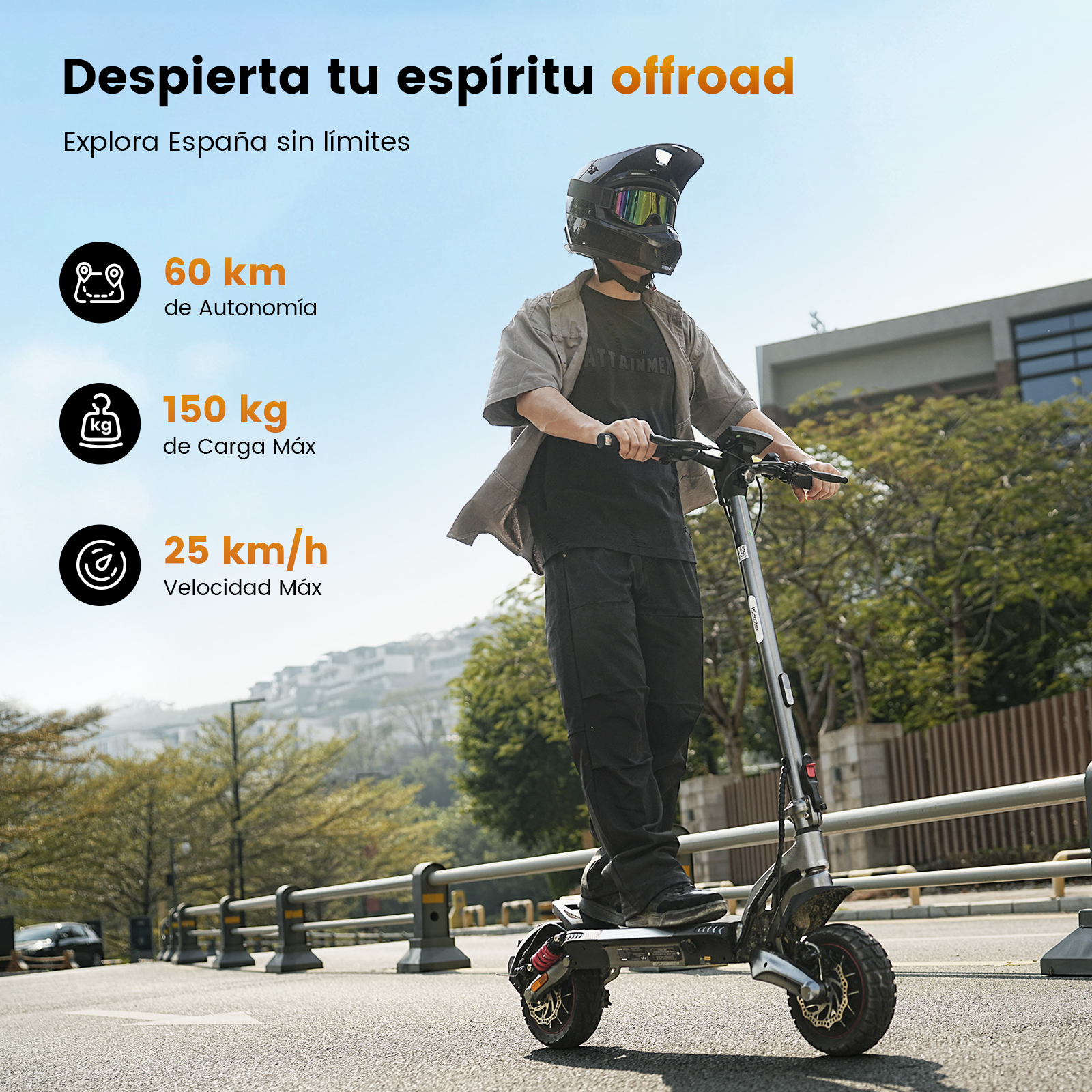 iX7 Pro Doble Motor 1000W Patinete Eléctrico Off-Road Certificado DGT