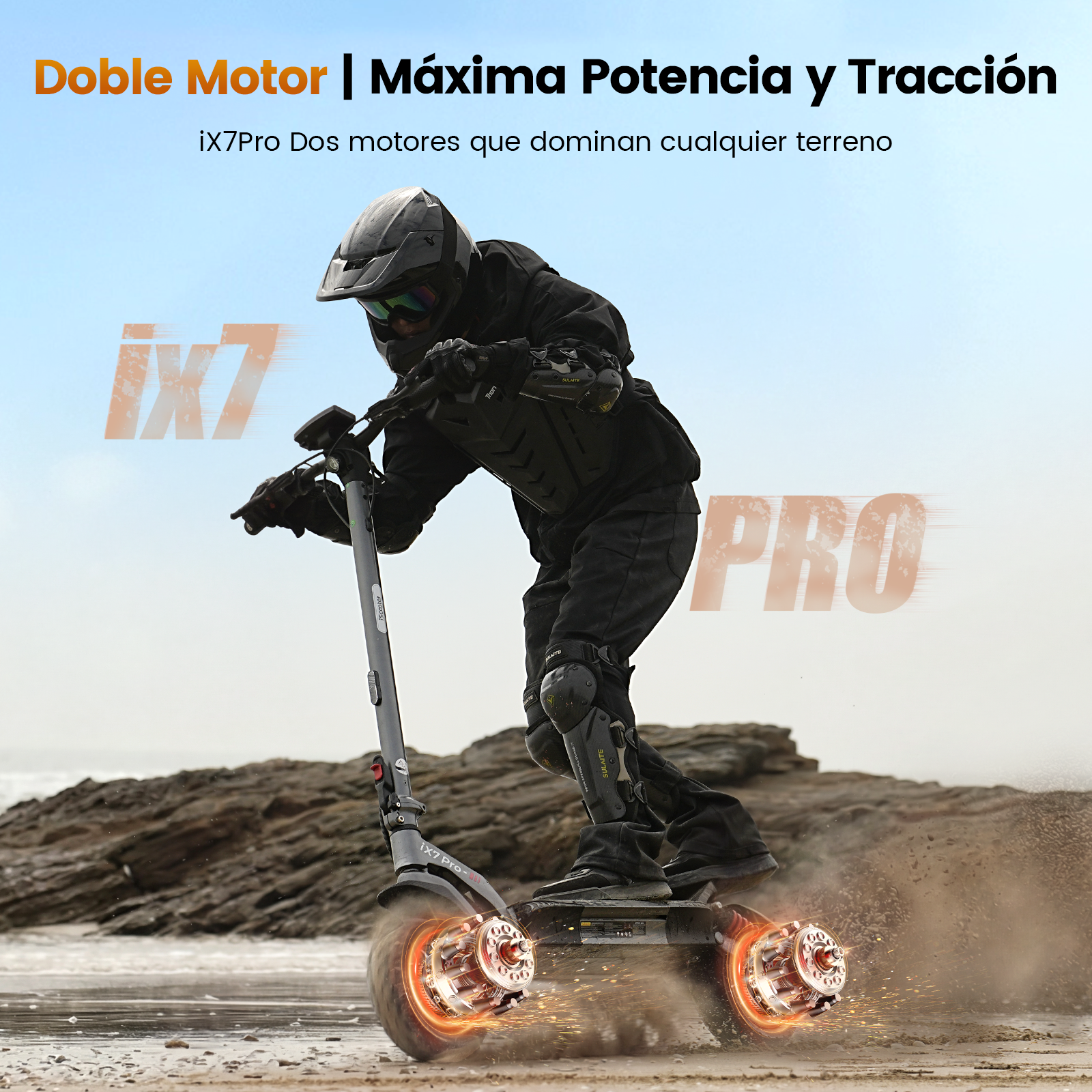iX7 Pro Doble Motor 1000W Patinete Eléctrico Off-Road Certificado DGT