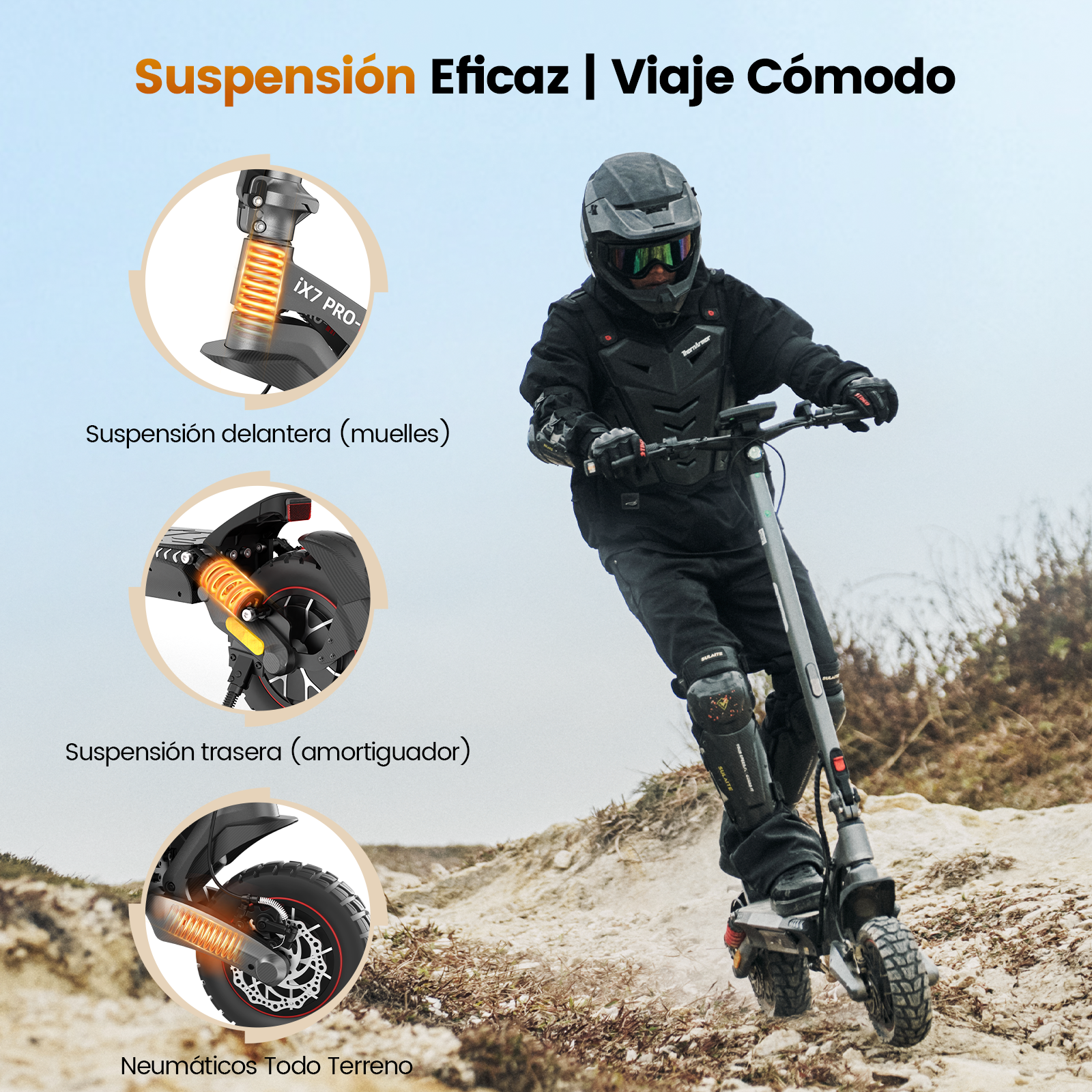 iX7 Pro Doble Motor 1000W Patinete Eléctrico Off-Road Certificado DGT