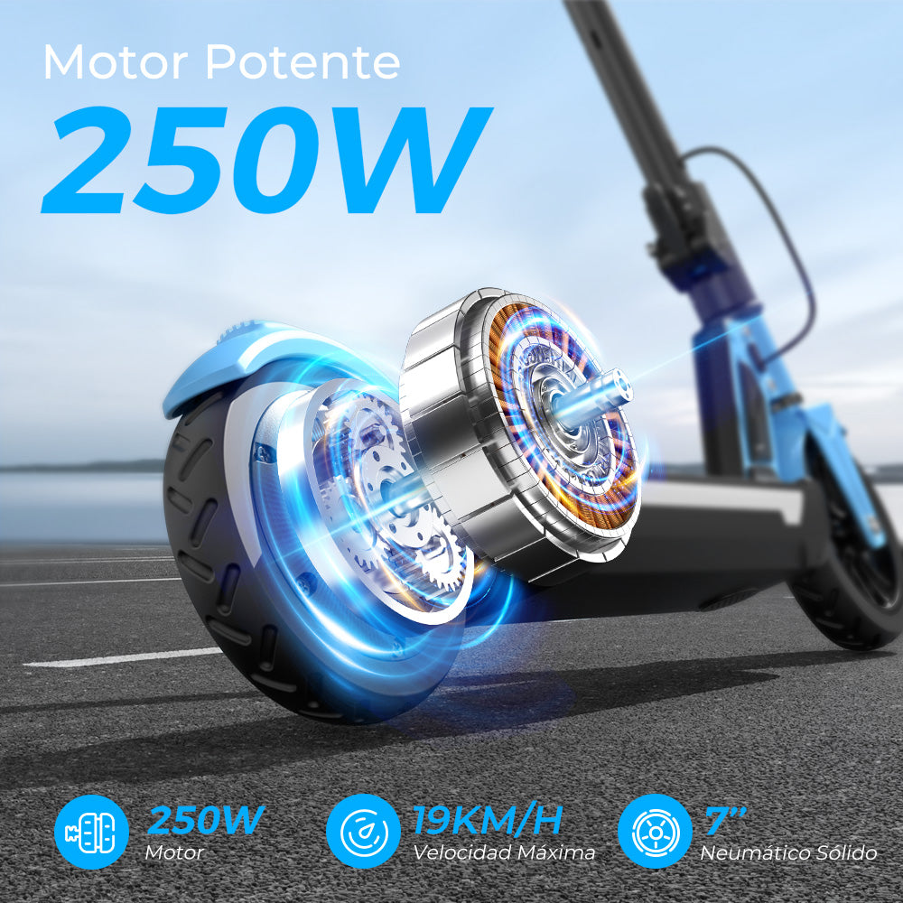 isinwheel® S7 Patinete Eléctrico para Niños Ajustable 250W