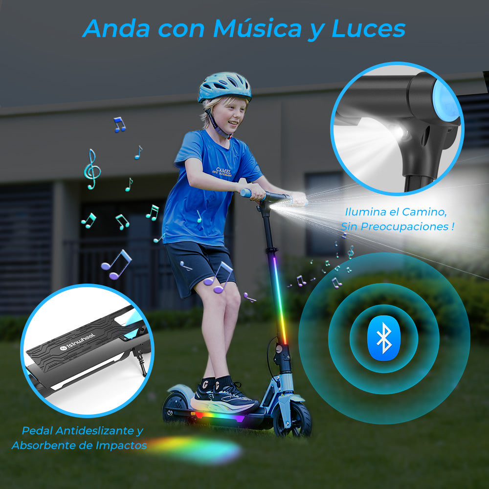 isinwheel® S7 Patinete Eléctrico para Niños Ajustable 250W