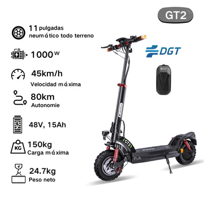 isinwheel® GT2 1000W Patinete Eléctrico Certificado DGT Legal 80KM de Autonomía