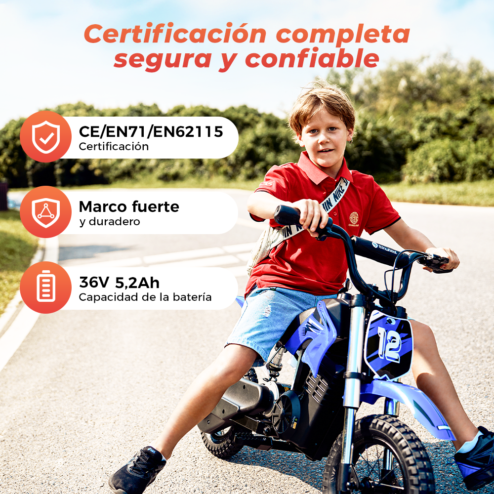 isinwheel A12 Motocicleta todoterreno eléctrica para niños de 350 W