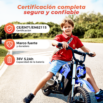 isinwheel A12 Motocicleta todoterreno eléctrica para niños de 350 W