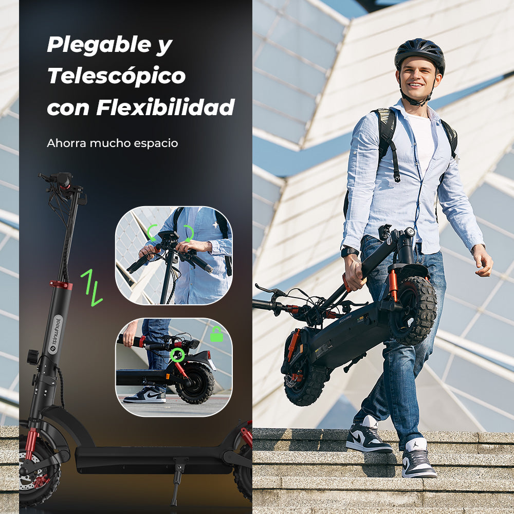 isinwheel® GT2 1000W  Patinete Eléctrico Certificado DGT Legal 80KM de Autonomía