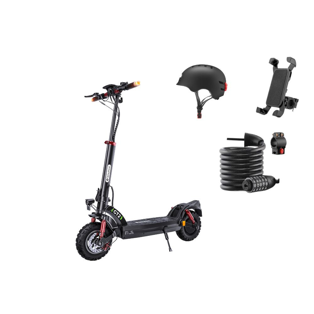 isinwheel GT2 Patinete eléctrico + casco + soporte para móvil + candado antirrobo combinación