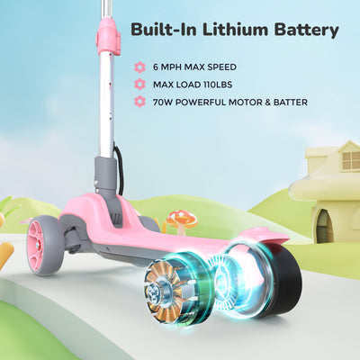 iScooter® iK2 Patinete Eléctrico para Niños con Altura Ajustable y Ruedas Luminosas