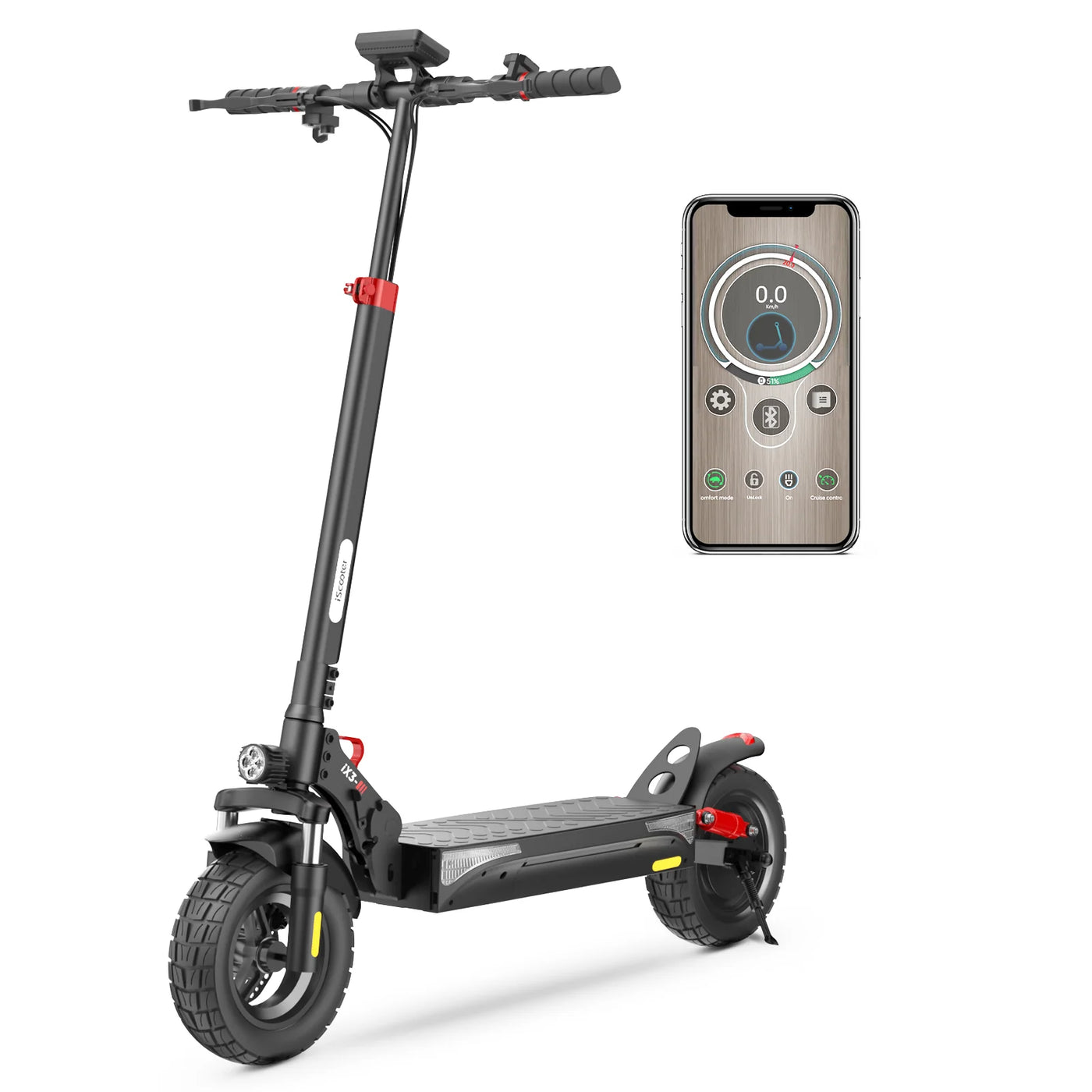 iScooter® iX3 800w Patinete Eléctrico Todoterreno con Control por APP