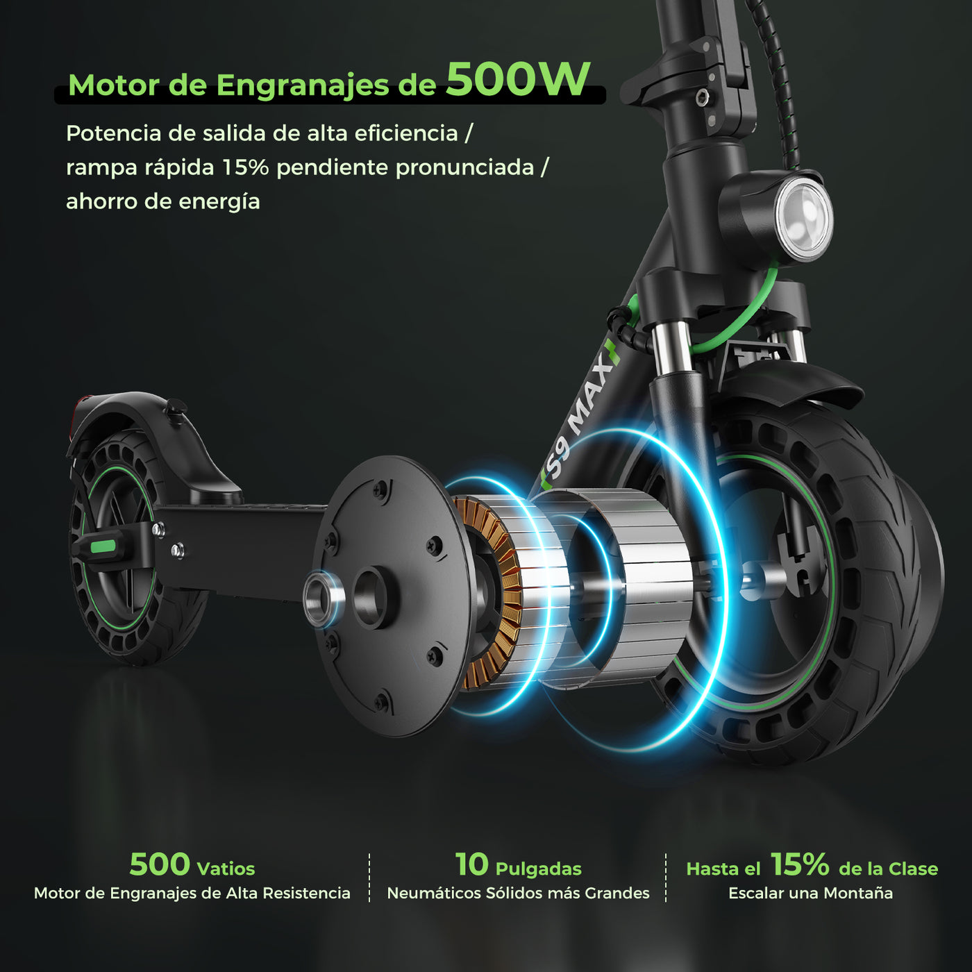 isinwheel® S9Max Patinete eléctrico 500W